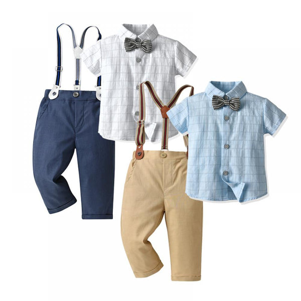 Baby And Toddler Boys Plaid Top and Pants Set Boy Wholesale Clothing