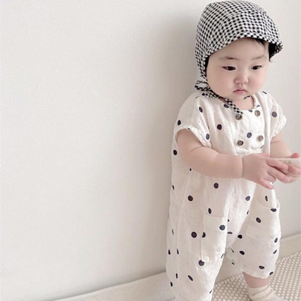 0~2Y  New Ins Baby Summer Clothes Baby Polka Dot Romper Male and Female Baby Toddler Short-Sleeved Jumpsuit Cotton Wholesale Baby Clothes