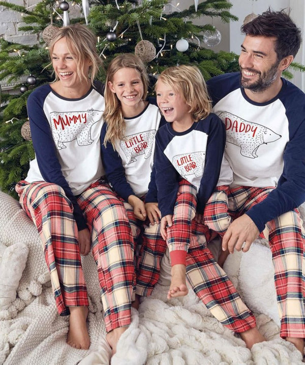 Christmas Bear Pajamas Print Parent-child Suit Wholesale