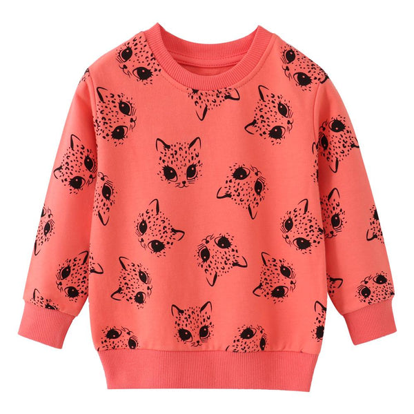 Girls Autumn Cat T-shirt Baby Girl Clothes Wholesale