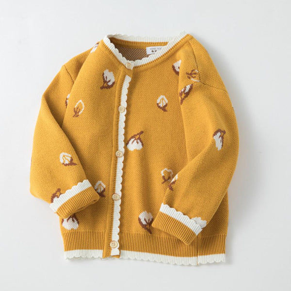Toddler Girls Cardigan Spring Autumn Cotton Knitted Sweater Western Style Coat Wholesale Girls Clothing