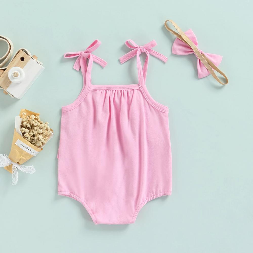 Baby Girl One Piece Solid Color Romper Suitable For 0M-18M Wholesale Baby Clothes Suppliers