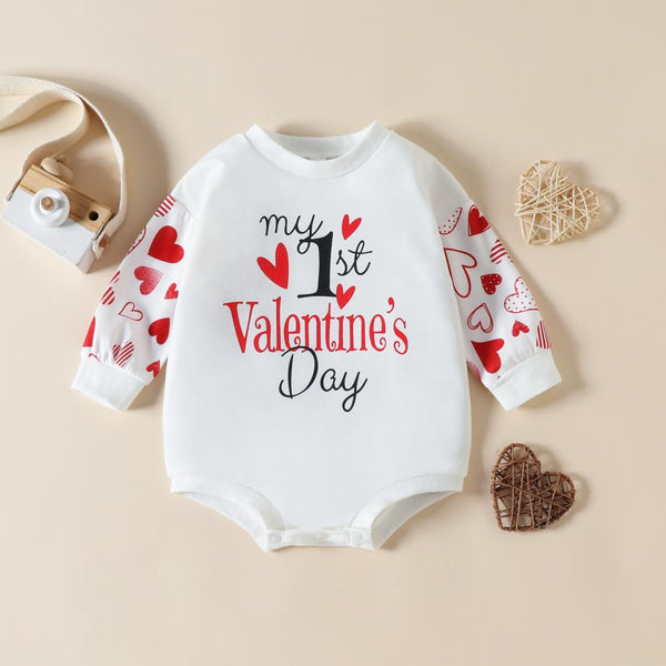 Valentine's Day Baby Letter Heart Print Romper Wholesale Baby Romper