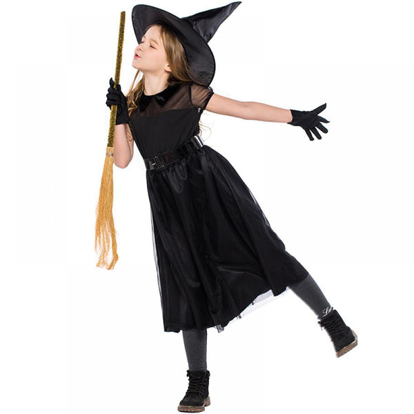 Halloween Witch Costume Black Mesh Little Witch Cosplay Dress Wholesale