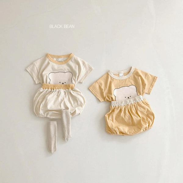 0~2Y Children's Clothing Summer Clothing New Ins Baby Suit Baby Bear Head Suit Baby Cartoon Two-Piece Cotton Wholesale Baby Clothes