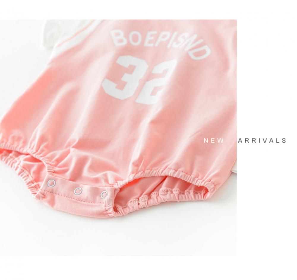 0~2Y 2022 Summer New College Style Newborn Baby Girl Fake Two-Piece Jersey Short-sleeved Cool Bag Wholesale Baby Clothes