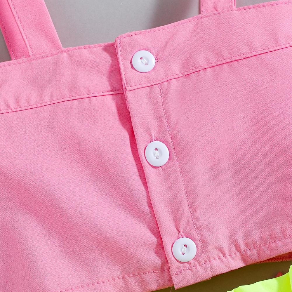 Toddler Girls Suspenders Flounce Shorts Two-piece Set trendy kids wholesale clothing