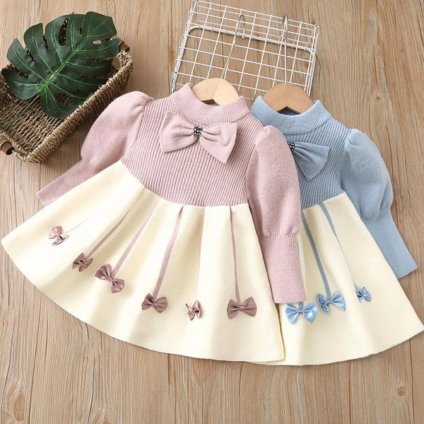 Girls Sweater Dress Knitted Long Skirt Autumn and Winter Wholesale Girls Dress