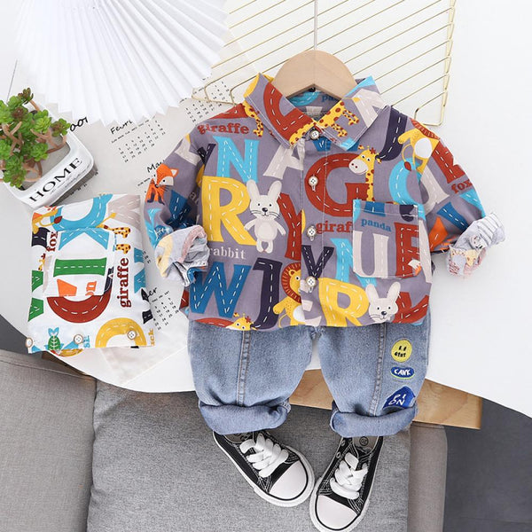 Boys Spring and Autumn Cartoon Two-piece Set Wholesale Kids Clothes