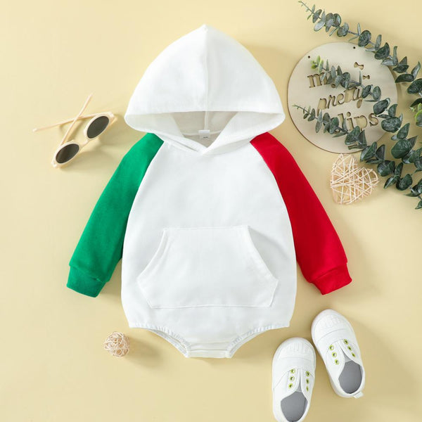 Autumn Baby Hooded Color-block Romper Wholesale Baby Clothes
