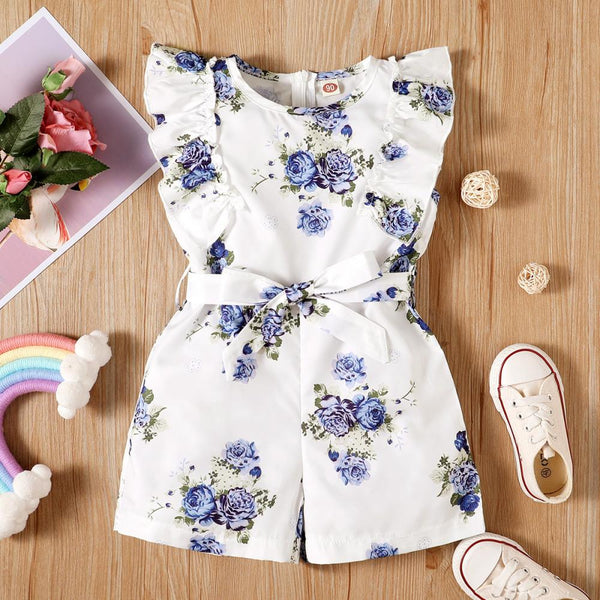 Girls' Jumpsuits Children's Flower Short Sleeve Jumpsuit Wholesale Girl Clothes
