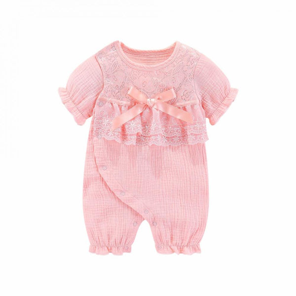 Newborn Baby Girls Summer Romper Pink White Baby Clothing Cheap Wholesale