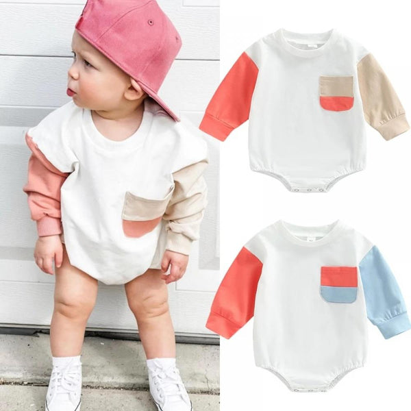 Baby Bodysuit Colorblock Long Sleeve Triangle Romper Baby Clothes Wholesale