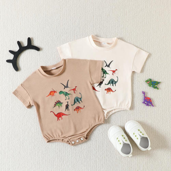 Summer Cartoon Dinosaur Printing Baby Triangle Romper Wholesale Baby Clothing