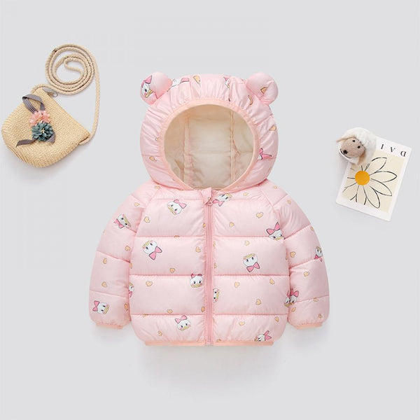 Unisex Down Jacket Girls and Boys Thickened Hooded Loose Short Jacket Wholesale Kids Clothes