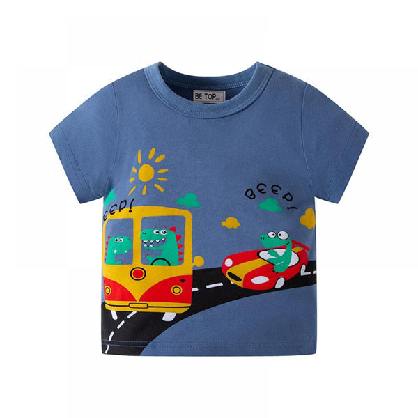 Summer Short-sleeved T-shirt Car Cartoon Boys T-shirt Wholesale Boys Clothes