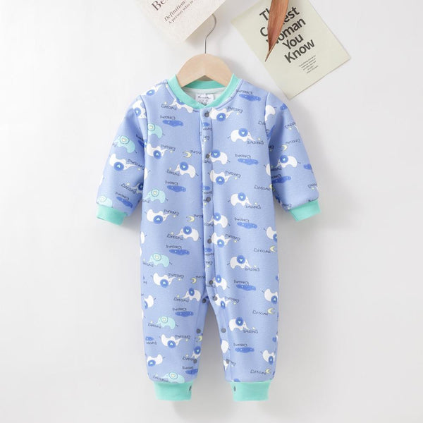 Boy Baby Autumn and Winter Letter Printing Long-sleeved Fleece Romper Wholesale Baby Clothes