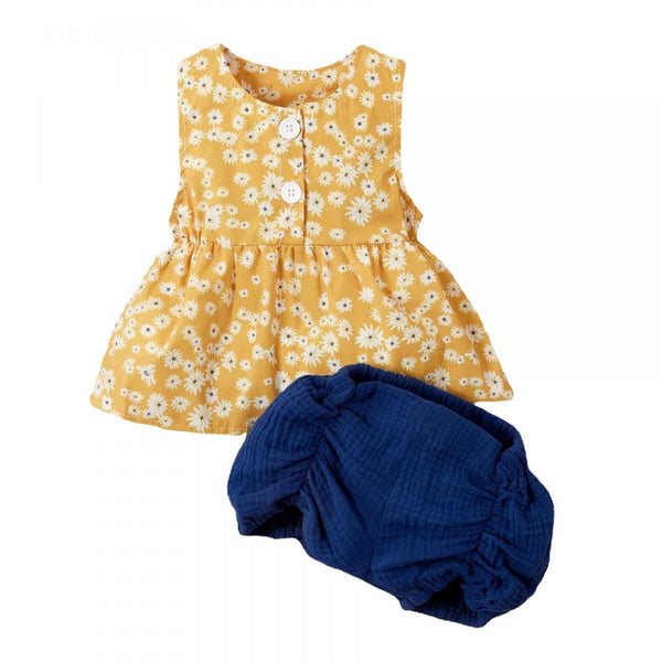 Baby Girls Set Summer Floral Sleeveless Top and Shorts Set Baby Wholesales