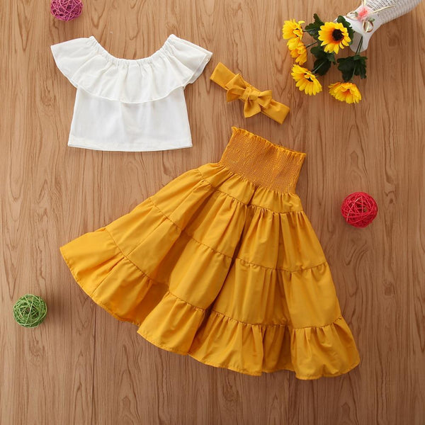 Girls' Summer Sleeveless Top Long Dress Two-piece Suit Wholesale Boutique Clothing