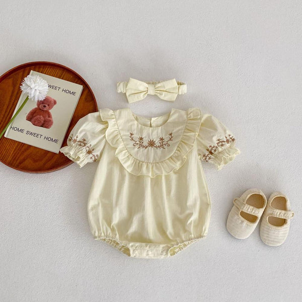 Summer Baby Girl Embroidered Lace Short Sleeve Romper Wholesale Baby Clothes