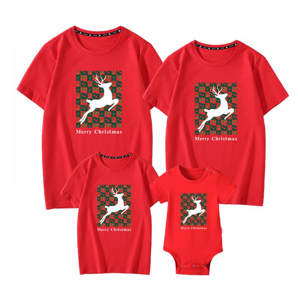 Parent-child Christmas Elk Printed Top Family Set Mommy And Me Clothing Wholesale