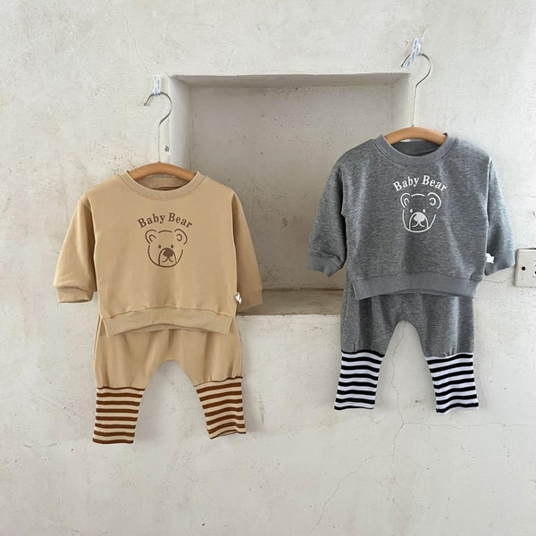 New Spring Children's Suit Baby Bear Print Top + Pants Two-piece Set Wholesale Baby Clothes
