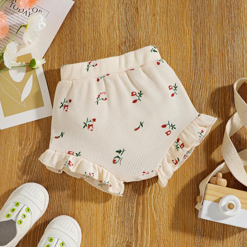 Ins Baby Girls Waffle Floral Romper N Shorts With Headband Set Buy Baby Clothes Wholesale