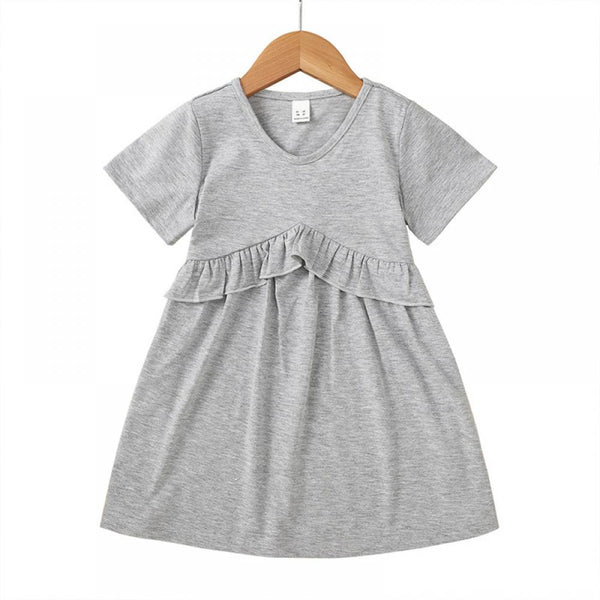 Girls Summer Solid Grey Dress Girls Wholesale Dresses