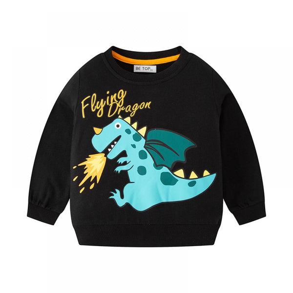 Autumn and Winter Boy's Pullover Cartoon Dinosaur Sweater Wholesale Boys Clothes