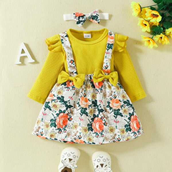 Autumn Baby Girls Suspender Skirt + Romper Set Wholesale Girls Clothes
