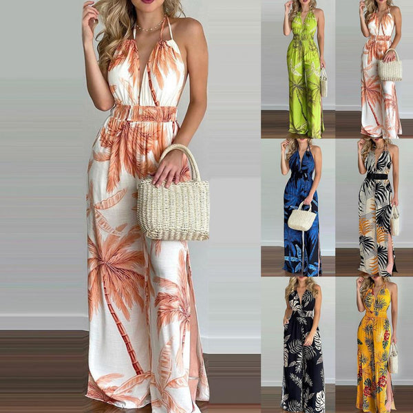 Summer Women Fashion Comfortable Print Colorful Jumpsuit Wholesale Wowen Clothing