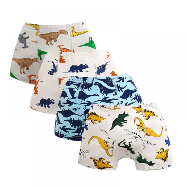 Boys' Toddler 4-Pack Cartoon Dinosaur Print Comfortable Boxer Briefs Wholesale Clothing For Boys