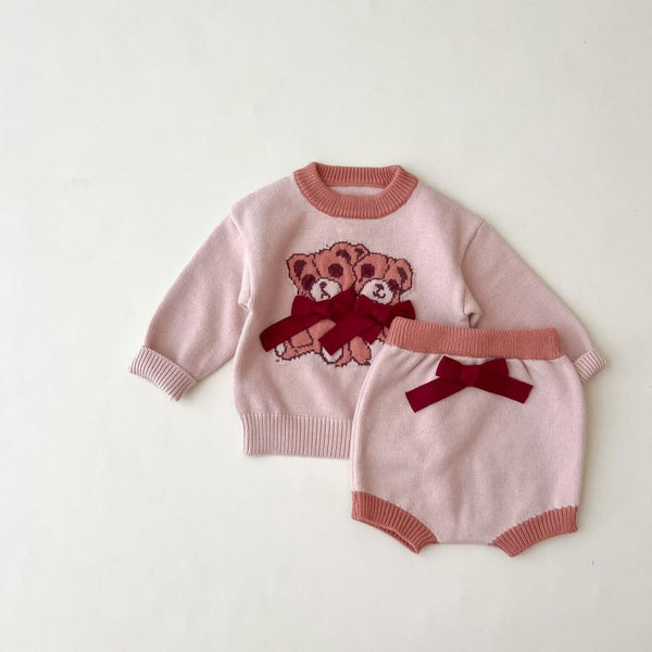 Winter Western-style Baby Girl Knit Sweater + Shorts Set Wholesale Baby Clothes