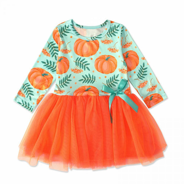 Girls Halloween Punkim Dress Baby Girl Clothes Wholesale