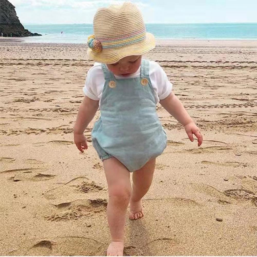 Solid Color Summer Baby One-Piece Bodysuit Strap Romper Cotton Linen Sling Triangle Romper Baby Boy And Girl Wholesale Baby Clothes