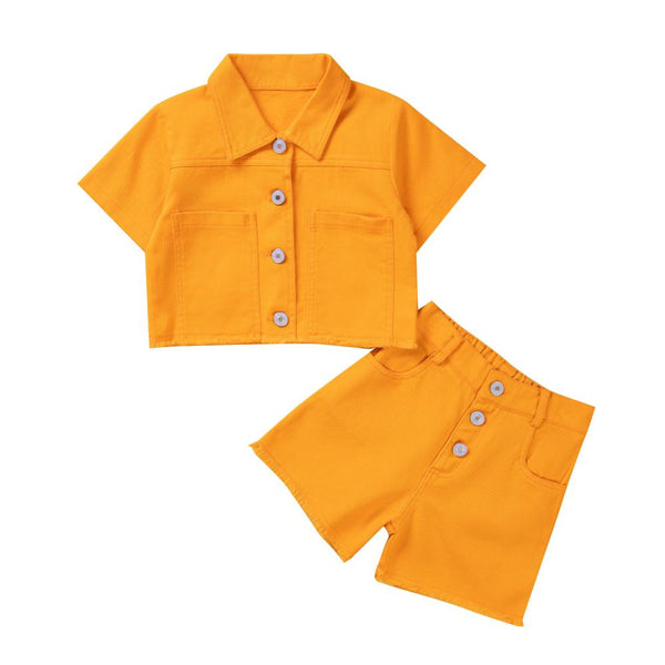 Summer Girls Denim Jacket Shorts Suit Wholesale Girls Clothes
