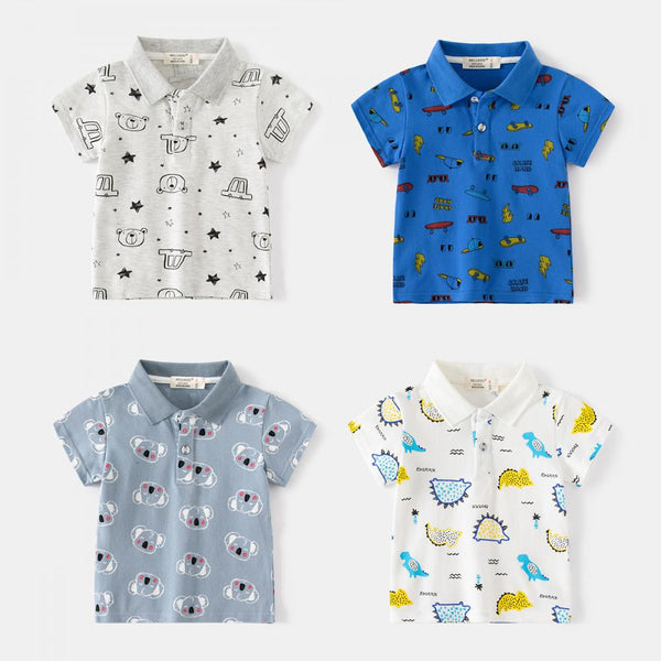 Dinosaur Pattern Boys Short Sleeve POLO Shirt Wholesale Boys Clothes