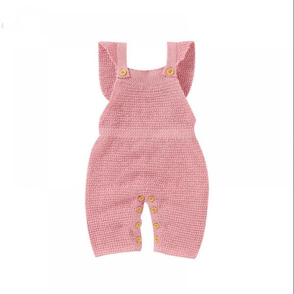 Newborn Baby Girls Fly Sleeve Solid Romper Girl Boutique Clothing Wholesale