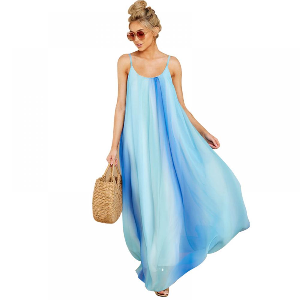 Full-size Maternity Dress Gradient Chiffon Sleeveless Halter Beach Dress Mommy Dresses Wholesale