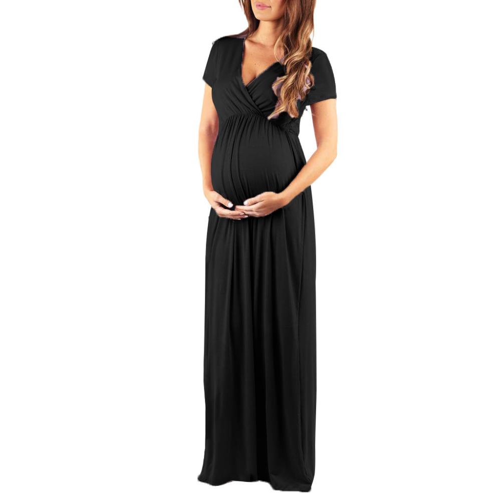 Western Mommy Summer Solid Color Maternity Plus-size Dress Mommy Dresses Wholesale