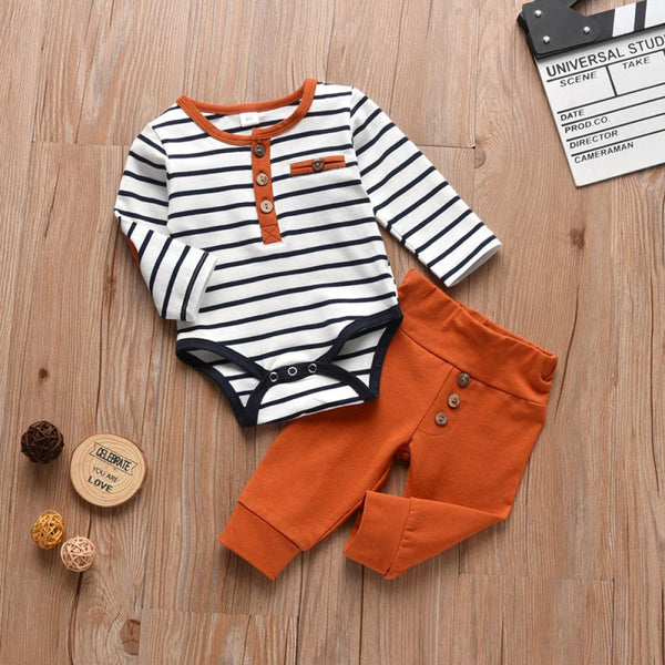 Boys Spring And Autumn New Long-Sleeved Cardigan Striped Suit Wholesale Baby Boy Outfit