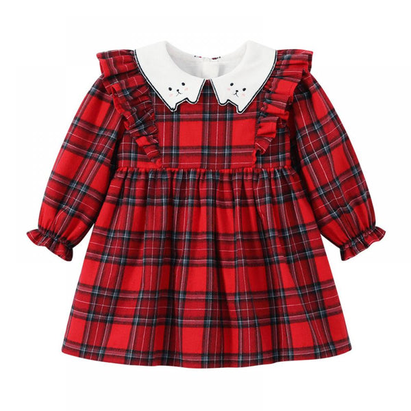 Baby Girls Autumn New Plaid Long-sleeve Dress Wholesale Girls Dress