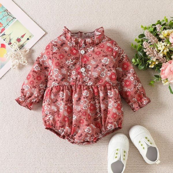 Baby Girls Western-style Cute Floral Autumn Romper Wholesale Baby Clothes