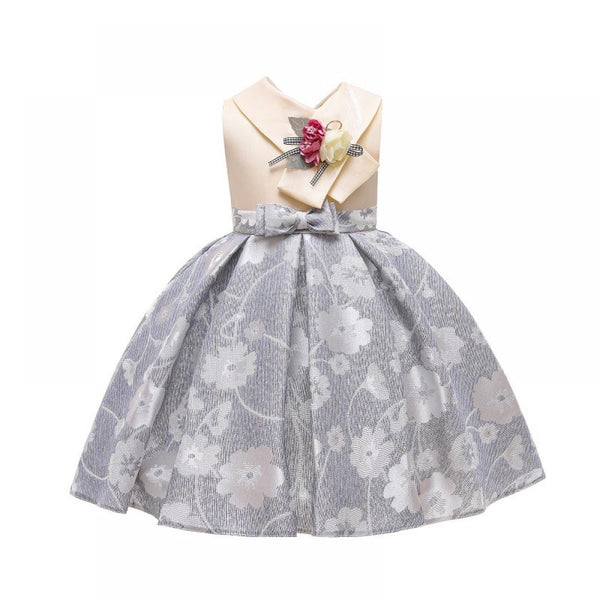 Jacquard Sleeveless Flower Girl Dress Three-dimensional Flower Princess Dress Girls Wholesale Dresses