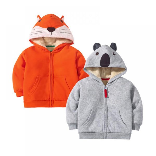 Winter Kids Thicken Bear Zipper Hooded Coat Wholesale Boys Clothes