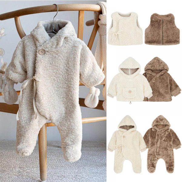 Winter Boys And Girls Cotton Velvet Hooded Coat + Vest Wholesale Baby Clothes