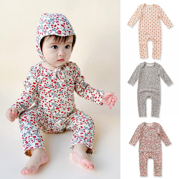 Autumn Infant Long Sleeve One Piece Cotton Floral Romper Wholesale Baby Clothes