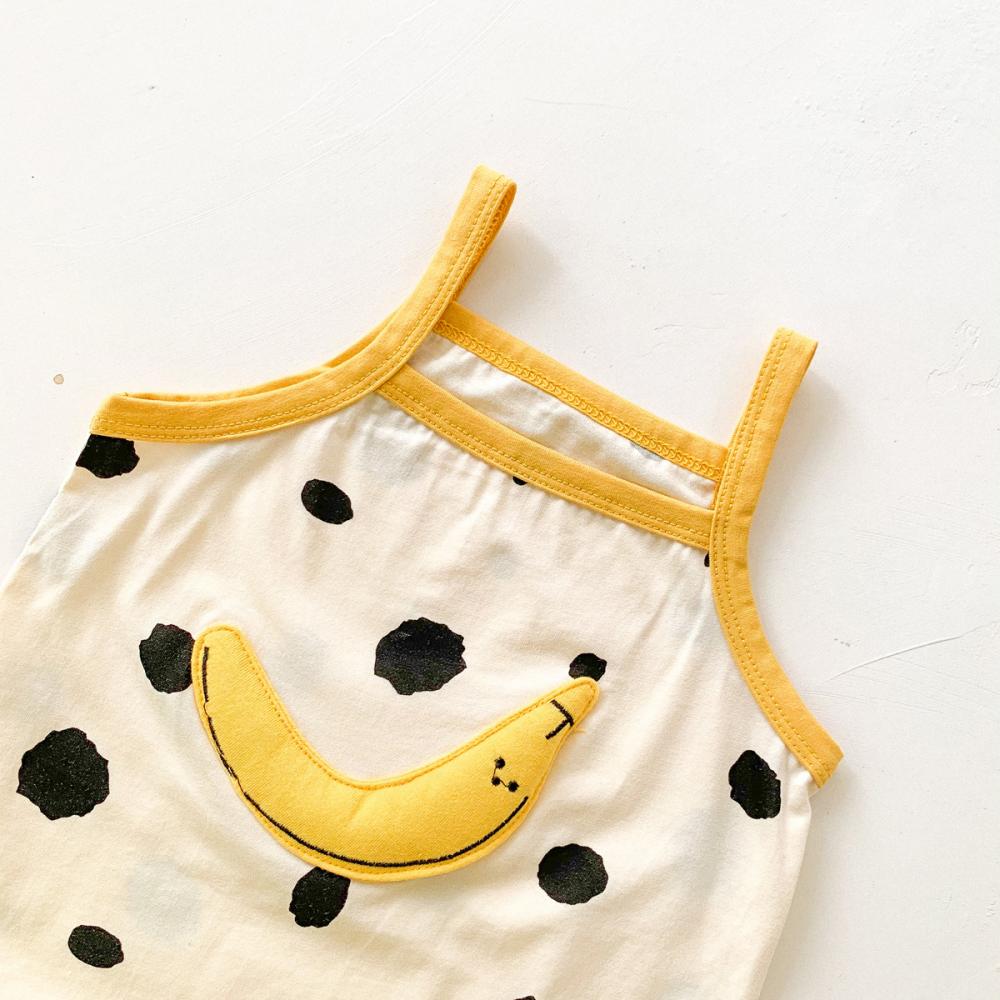 Baby Unisex Summer Western-style Happy Smile Print Belly Protection Sling Jumpsuit Romper Wholesale Baby Clothes