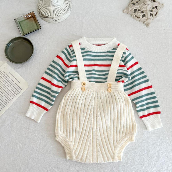 Unisex Baby Knitted Pit Strip Overalls Romper Baby Boutique Clothes In Bulk