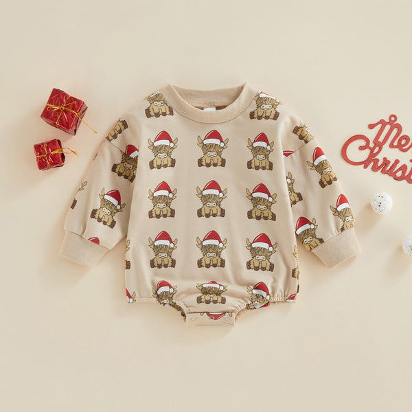 Autumn Boys And Girls Christmas Cartoon Long-sleeve Romper Wholesale Baby Clothes